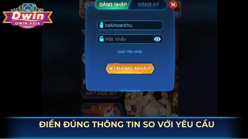 Điền đúng thông tin so với với yêu cầu của trường dữ liệu